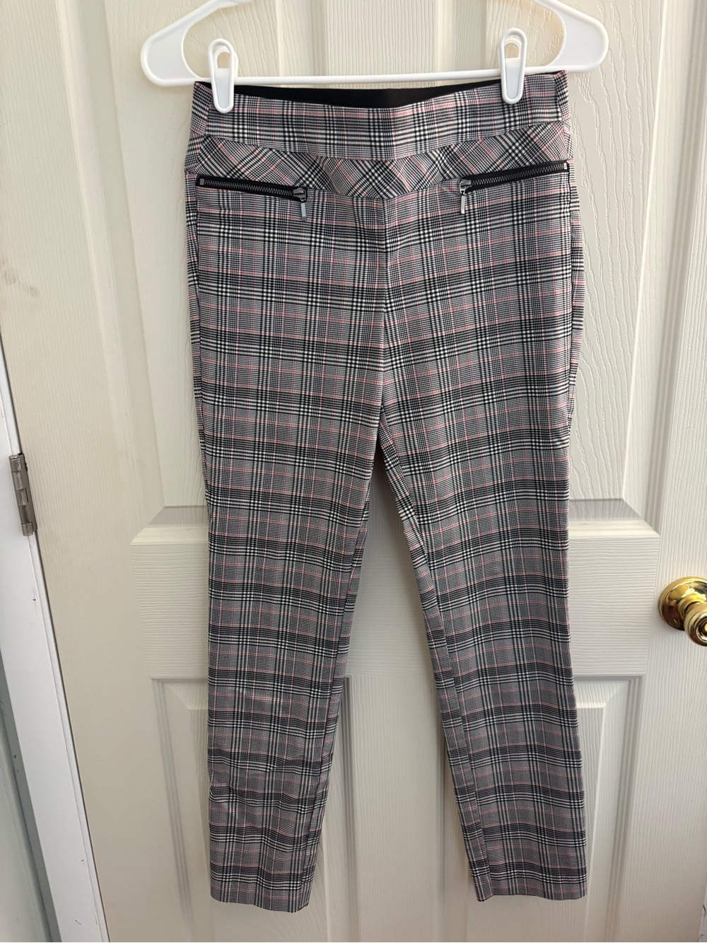 Candie's Pink & Black Plaid Slim Ankle Pants